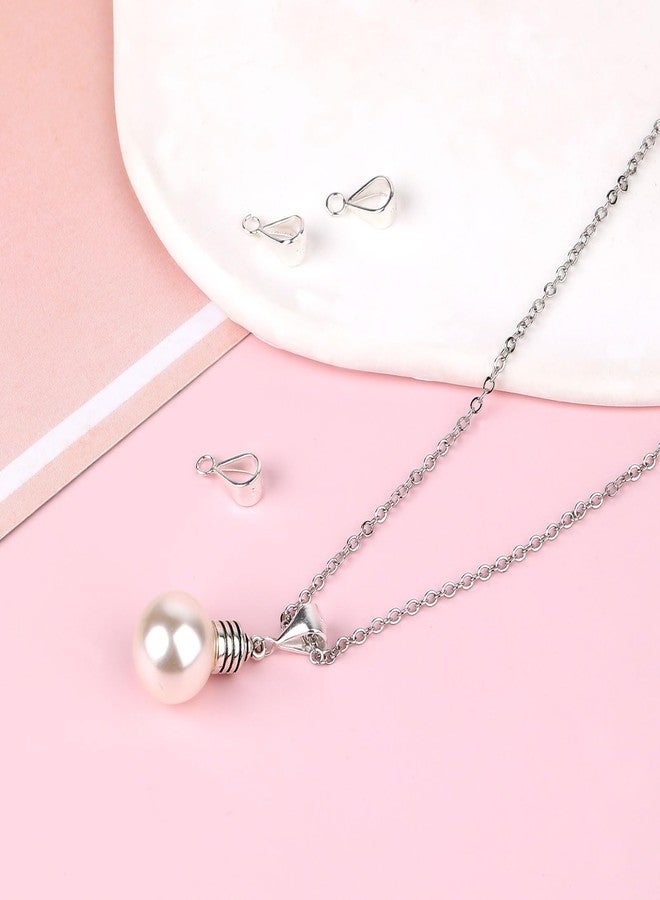 Prasacco 4 Pcs Pendant Clasp for Necklace, 925 Sterling Silver Bail Connector with Loop Charm Clasp Necklace Clasp Jewelry Clasp Connectors Pinch Bails for Pendants Jewelry Making (Silver) - Image 4