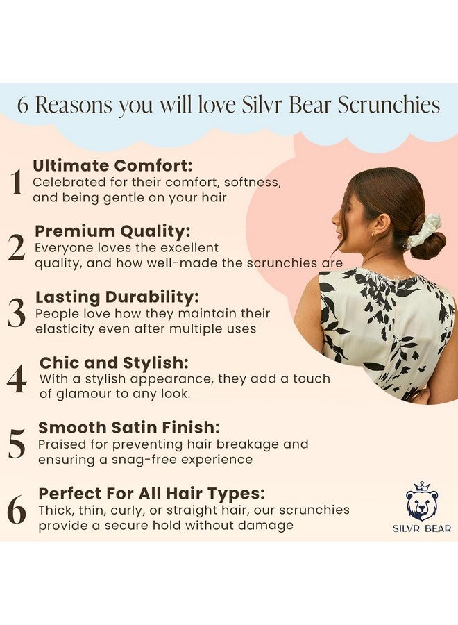 Silvr Bear Satin Scrunchies SAME 10 COLORS AS PIC, Hair Ties, Satin Rubber Band, Scrunchies Set for Girls, Women, Best gift for Sister, Friend, Mom (10 Pastel Shades) - Image 3