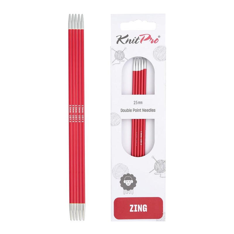 KnitPro Zing Double Pointed Needles 6 15cm  250mm