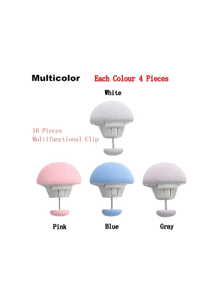 16-Pieces Multifunctional Mushroom Shape Clip,Easy To Unlock BedSheet Quilt Clip,Duvet Cover Fastener Clip,Anti Slip Blanket Buckles Holder,Mix Four Colours  - Image 5