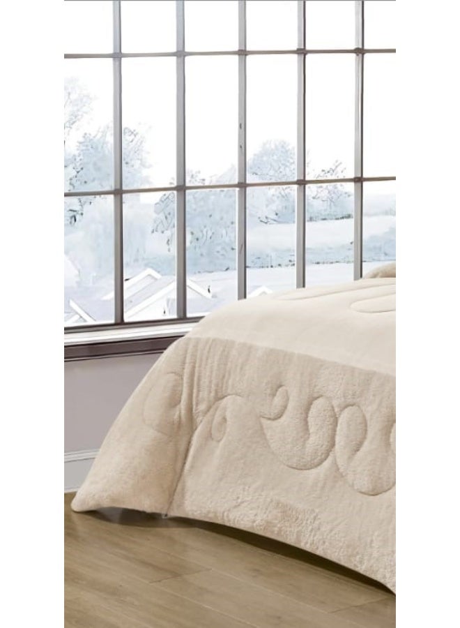Moon Winter double bedspread consisting of 6 pieces with a plain velvet and fur design - Image 2