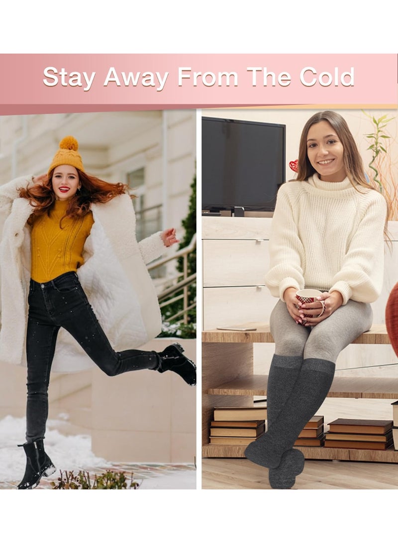 Lyaxm 4 Pair Warm Socks for Women (Knee High) Thermal Boot Socks for Winter, Running, Hiking, Gifts, Thick Socks for Cold Weather - Image 2