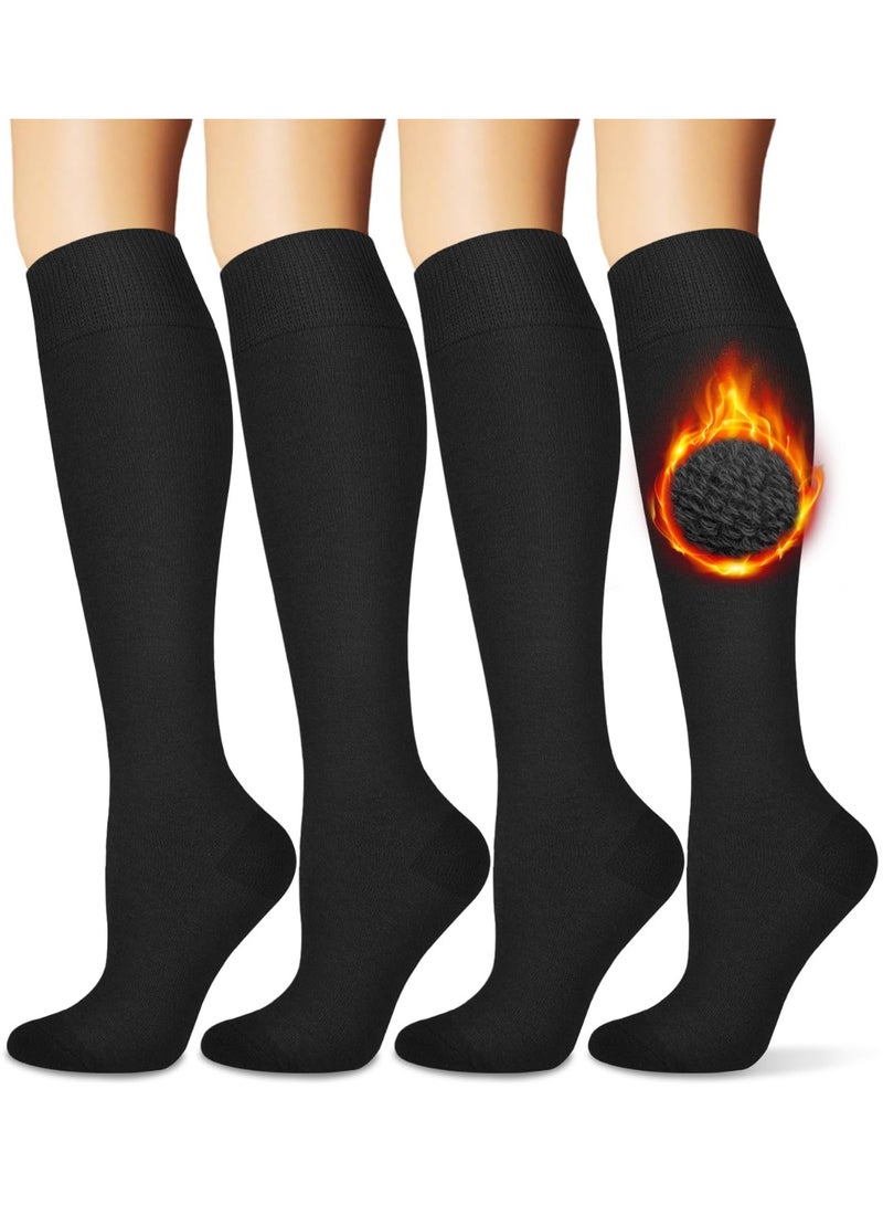 Lyaxm 4 Pair Warm Socks for Women (Knee High) Thermal Boot Socks for Winter, Running, Hiking, Gifts, Thick Socks for Cold Weather - Image 1
