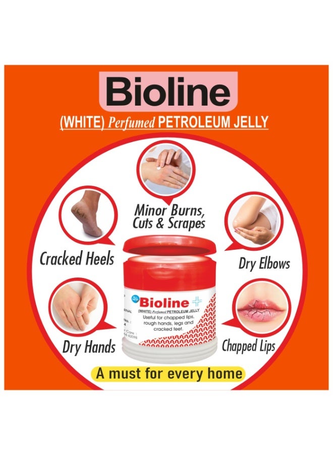 Bioline White Perfumed Petroleum Jelly for Chapped Lips, Rough Hands, Legs & Cracked Feet | Moisturizing & Soothing Cream for Dry Skin | 400 g Pack - Image 5