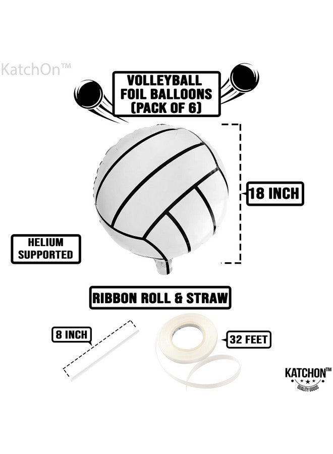 KatchOn, 6 Pack of 18 Inch White Volleyball Balloons | Senior Night & Birthday Decorations - Image 2