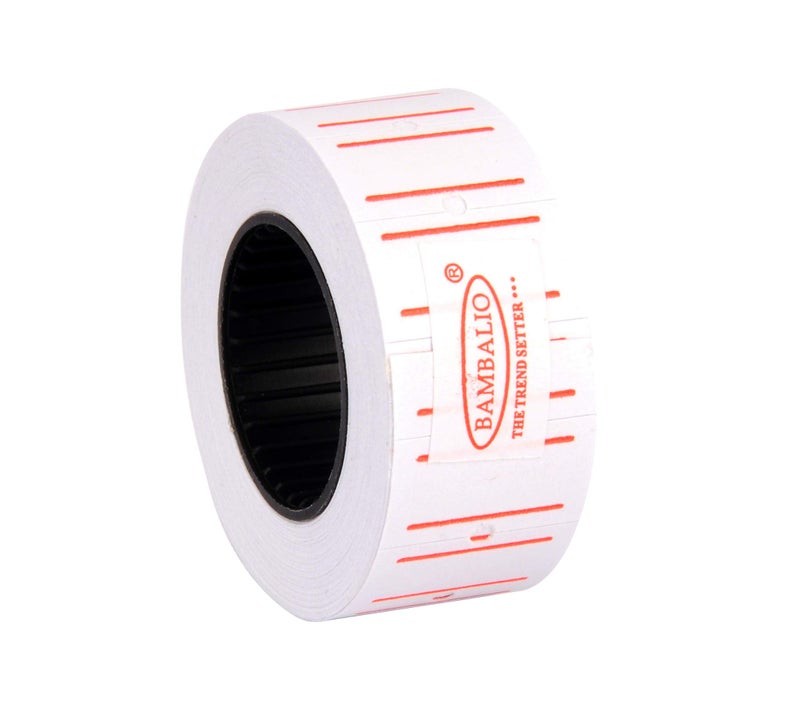 Bambalio BLR-WP(Box) White Price Label Roll with Red Border Line Set Compatible with All Single Line Labeling Machines (Pack of 10) - Image 2