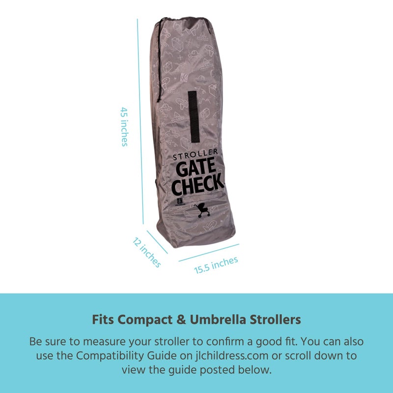 J.L. Childress Gate Check Bag for Umbrella Strollers - Travel Bag for Airplane, Fits Most Single Umbrella Baby Strollers, Airport Accessories for Gate Check, Flying Essentials - Deluxe, Grey - Image 5