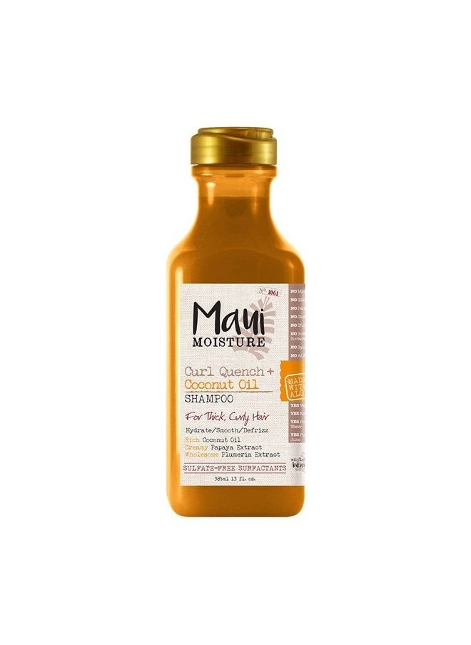 MAUI MOISTURE Curl Quench + Coconut Oil Curl-Defining Anti-Frizz Shampoo to Hydrate and Detangle Tight Curly Hair, Softening Shampoo, Vegan, Silicone & Paraben-Free, 13 fl oz  - Image 1