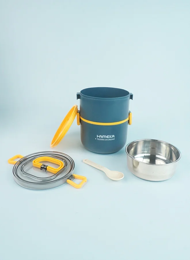 ليتل سربرايز بوكس Little Surprise Box,Teal & Yellow Double Decker Stainless Steel Lunch Box