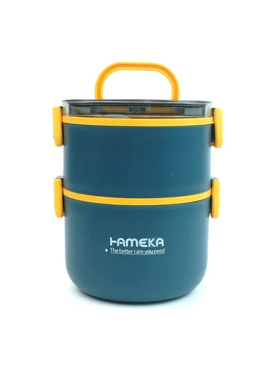 ليتل سربرايز بوكس Little Surprise Box,Teal & Yellow Double Decker Stainless Steel Lunch Box
