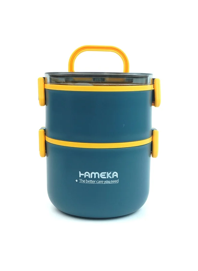 صندوق المفاجآت الصغيرة Little Surprise Box,Teal & Yellow Double Decker Stainless Steel Lunch Box