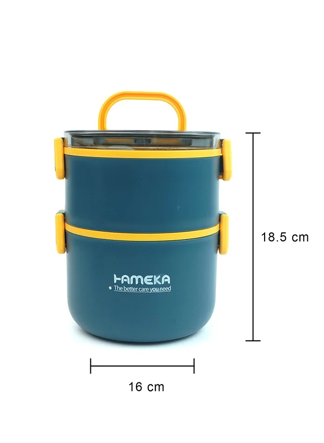 ليتل سربرايز بوكس Little Surprise Box,Teal & Yellow Double Decker Stainless Steel Lunch Box