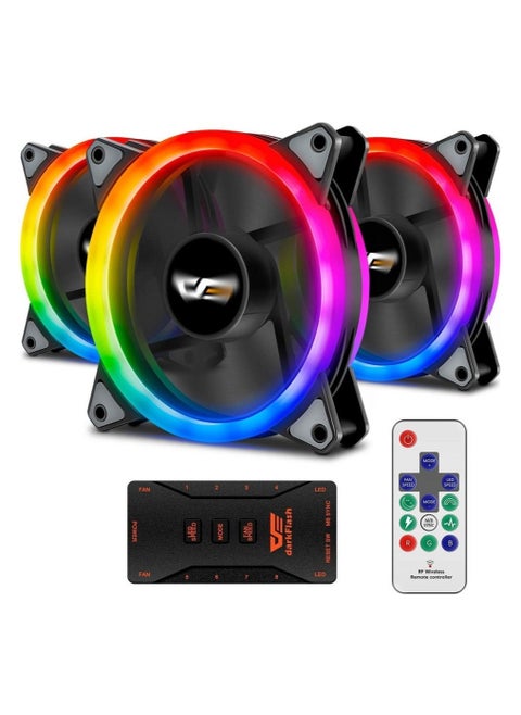 DarkFlash Pro PC Case Fan 3 IN 1 RGB LED Adjustable Color Quiet High Airflow 120MM