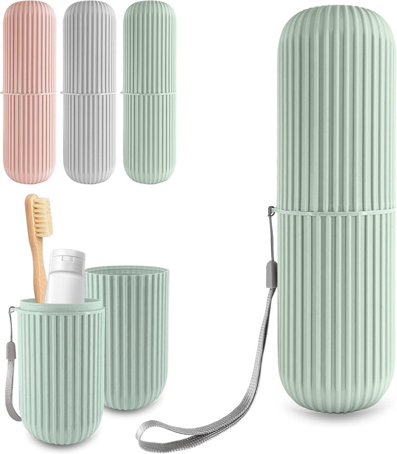 Hebrew Toothbrush Holder Capsule - Multipurpose Storage Holder - Multipurpose Organizer for Bathroom and Travel Use - Capsule Shape Travel Toothbrush Toothpaste Case Holder - Image 1