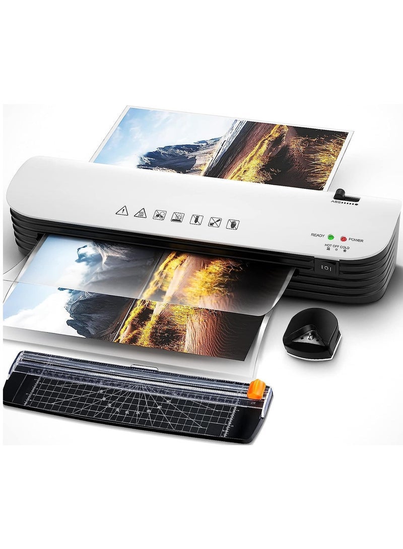 Laminator, A4 Laminator Machine, 4 in 1 Thermal Laminator for Home Office School Use, 9 inches Max Width, Quick Warm-Up, Paper Trimmer, Corner Rounder (15 Laminating Pouches) - Image 1