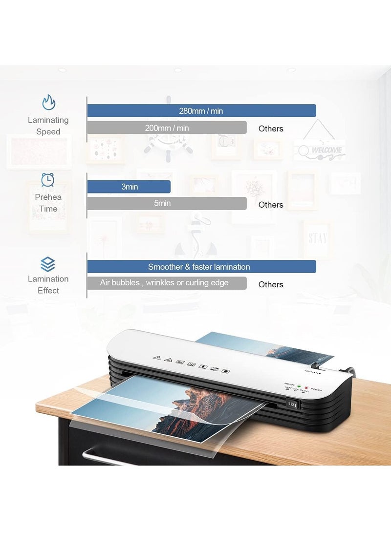 Laminator, A4 Laminator Machine, 4 in 1 Thermal Laminator for Home Office School Use, 9 inches Max Width, Quick Warm-Up, Paper Trimmer, Corner Rounder (15 Laminating Pouches) - Image 4