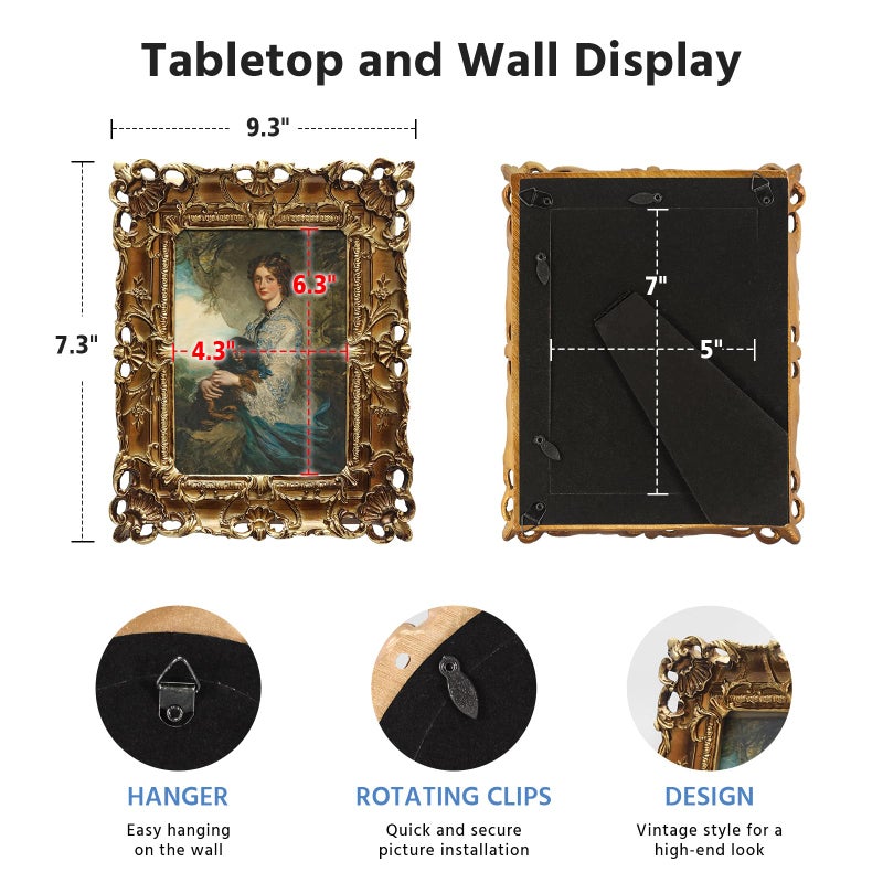FOLKOR Framed Wall Art with Vintage Gold Picture Frame, Women Portrait Canvas Oil Paintings Prints for Bedroom Dorm Decor, Boho Room Decor for Home Office Desk Table Shelf Decoration, 5x7 - Image 5