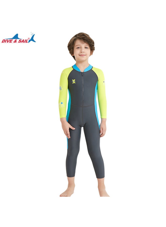 DIVE & SAIL بدلة غوص أطفال جديدة صيفية بأكمام طويلة قطعة واحدة ملابس سباحة واقية من الشمس سريعة الجفاف ملابس سباحة للأطفال جيل من الشعر - Image 1