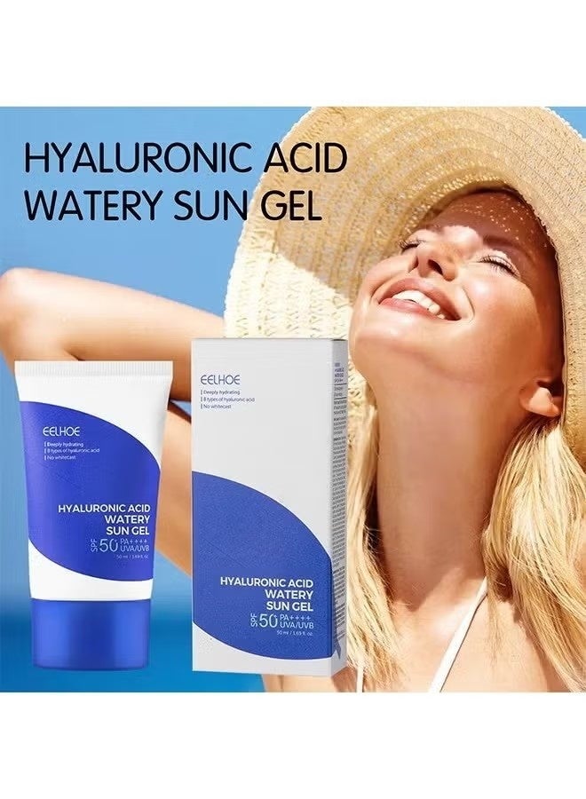 EELHOE Hyaluronic Acid Watery Sun Gel Spf 50+ Pa++++ , Natural Moisturizing Sunscreen, Sun Protection Cream for Face,Water Resistant and Non-Greasy Sunscreen, Against Uva&Uvb Radiation 50ml - Image 2