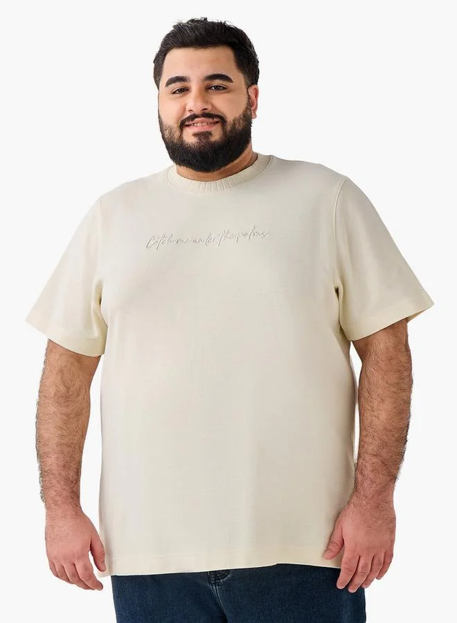 ماكسيم Men Crew Neck Short Sleeves Embroidered T shirt