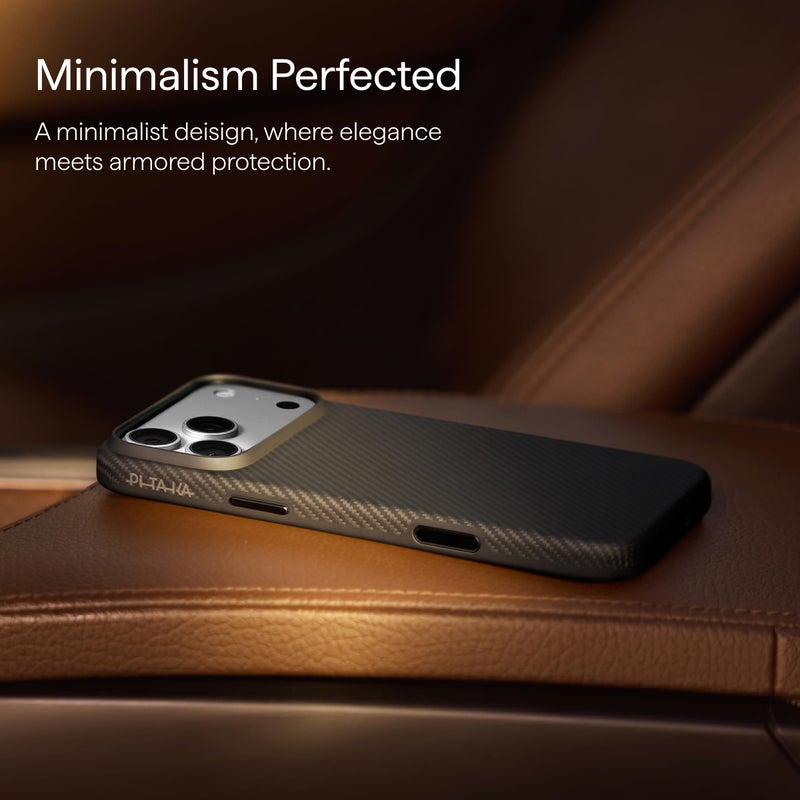 pitaka for iPhone 17 Pro Max Case 6.9" with Camera Control Button, Tough Yet Elegant, Compatible with MagSafe, Aramid UltraGuard - Black/Grey(Twill) - Image 3