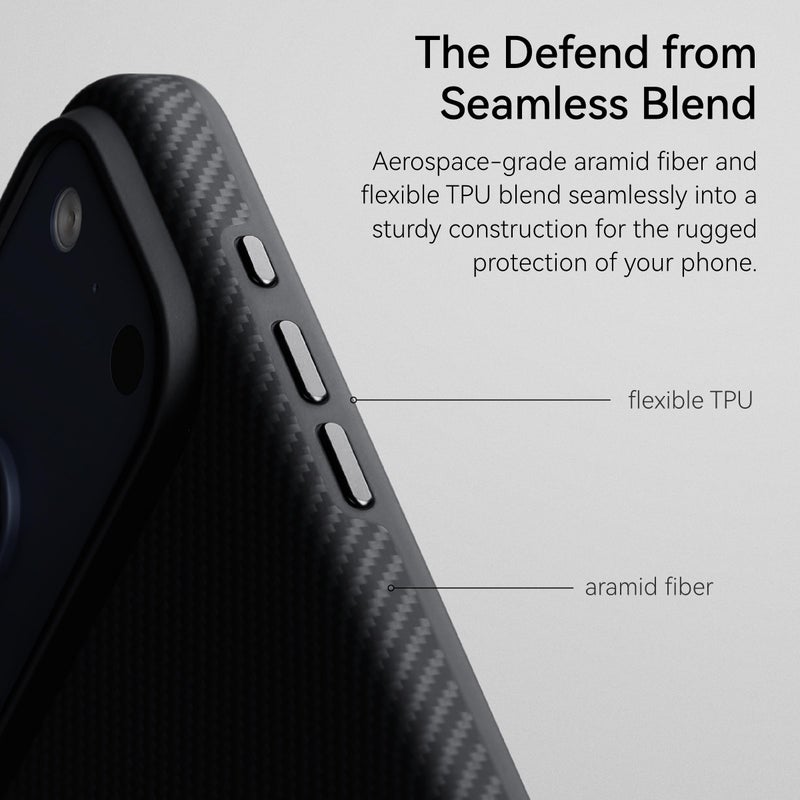 pitaka for iPhone 17 Pro Max Case 6.9" with Camera Control Button, Tough Yet Elegant, Compatible with MagSafe, Aramid UltraGuard - Black/Grey(Twill) - Image 5