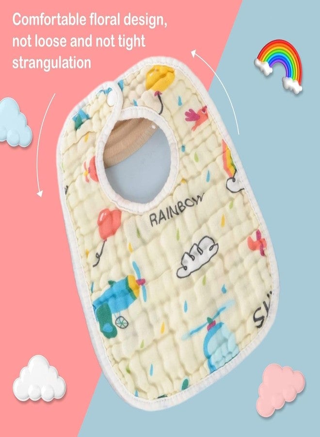 TENIYU Soft Cotton Baby Feeding Bib | Ultra Absorbent Washable Infant Bib with Snap Button | Lightweight Muslin Cloth Bib for Newborns | Assorted Colours (Color and print as per availability)pack of 3 - Image 2