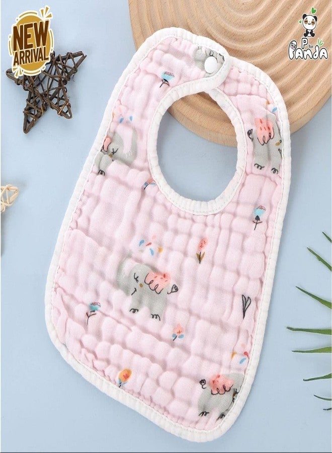 TENIYU Soft Cotton Baby Feeding Bib | Ultra Absorbent Washable Infant Bib with Snap Button | Lightweight Muslin Cloth Bib for Newborns | Assorted Colours (Color and print as per availability)pack of 3 - Image 5