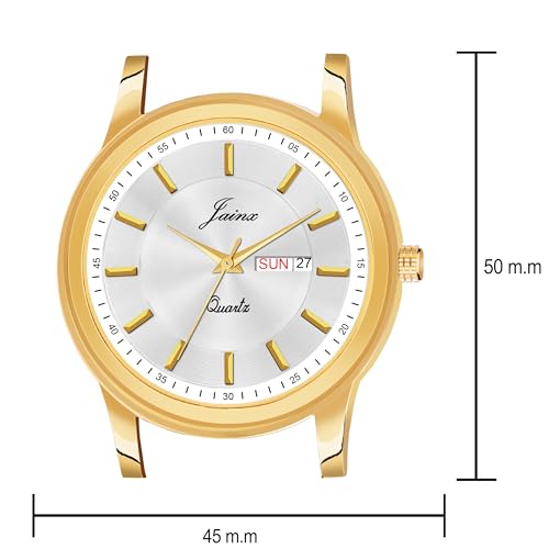 jainx Premium Gold Plated Chain Day Date Feature Gift Analog Wrist Watch for Men - JM1176 - Image 3