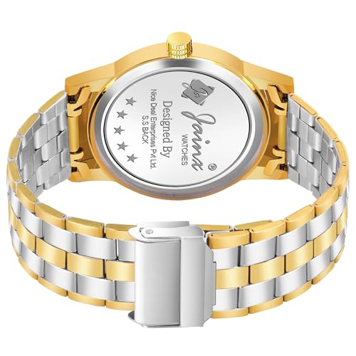 jainx Premium Gold Plated Chain Day Date Feature Gift Analog Wrist Watch for Men - JM1176 - Image 5