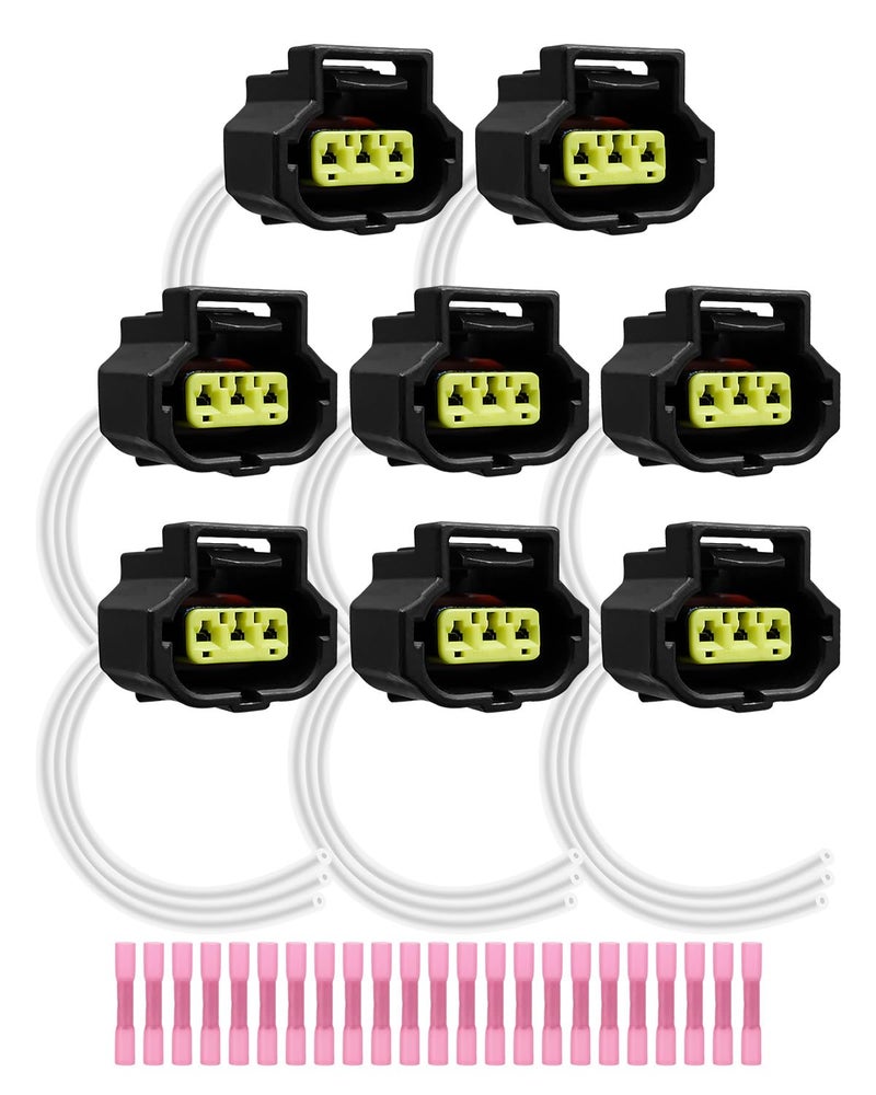 8 Pcs Ignition Coil Connector Harness with Terminal Fit for Chrysler Dodge Challenger Durango Magnum 1500 2500 3500 Jeep Grand Cherokee Liberty Wrangler V6 V8 L4 L6 24L 25L 37L 40L 47L 57L 64L