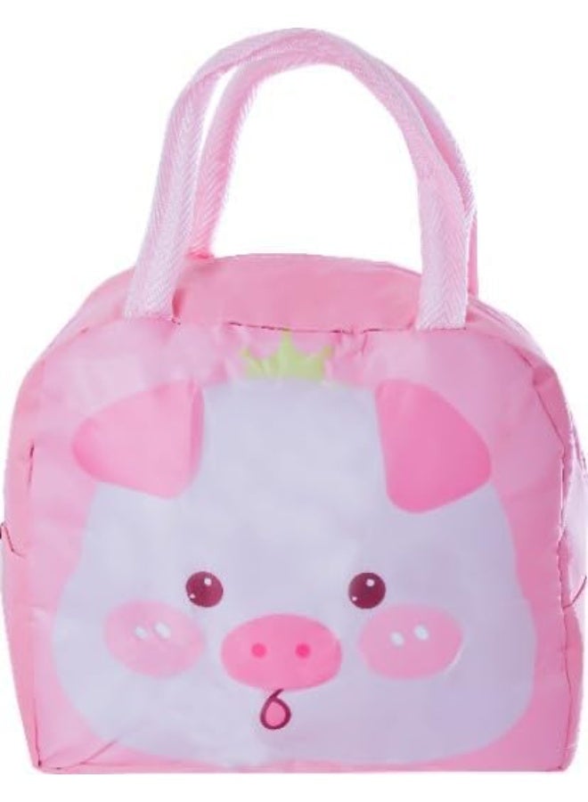 Insulated Lunch Bag Waterproof, Thermal Lunch With Thick Aluminum Foil Lining For Hot Food, Student Office Handbag, Picnic Bag 22x19x11Cm Portable Lightweight Durable (Pink, Pig)  - Image 1
