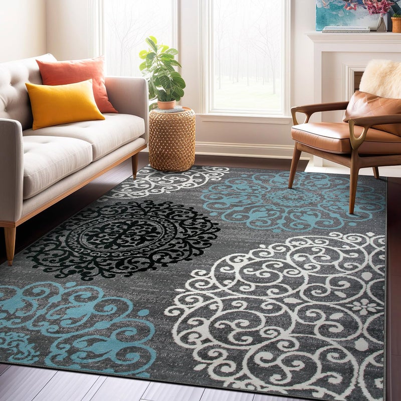 Rugshop Rugshop Contemporary Modern Floral Perfect for high Traffic Areas of Your Living RoomBedroomHome OfficeKitchen Area Rug 53 x 73 Gray 