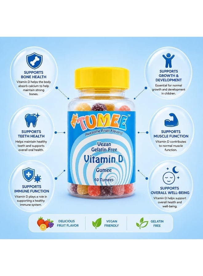MR.TUMEE Mr. TUMEE Vitamin D Gummies for Kids – Vegan, Gelatin-Free, Fruit Flavor, 60 Gummies - Image 3
