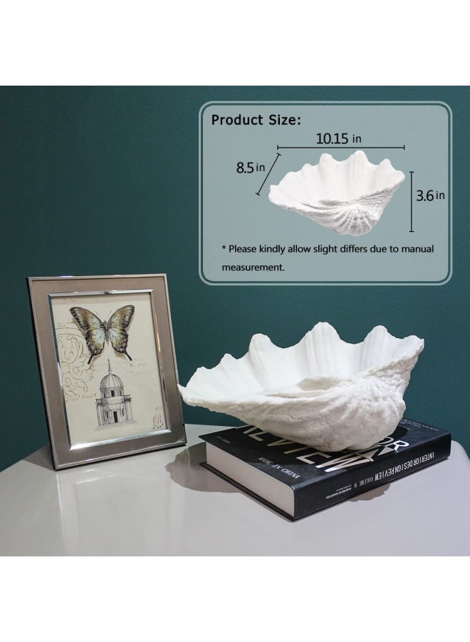 Aliwiner Seashell Bowl Resin Large Clam Shell Decor Nautical Clam Shell Bowl Coastal Beach Home Decor Bathroom Decor Beach Themed Party Wedding Seashell Figurine Gift - Image 2