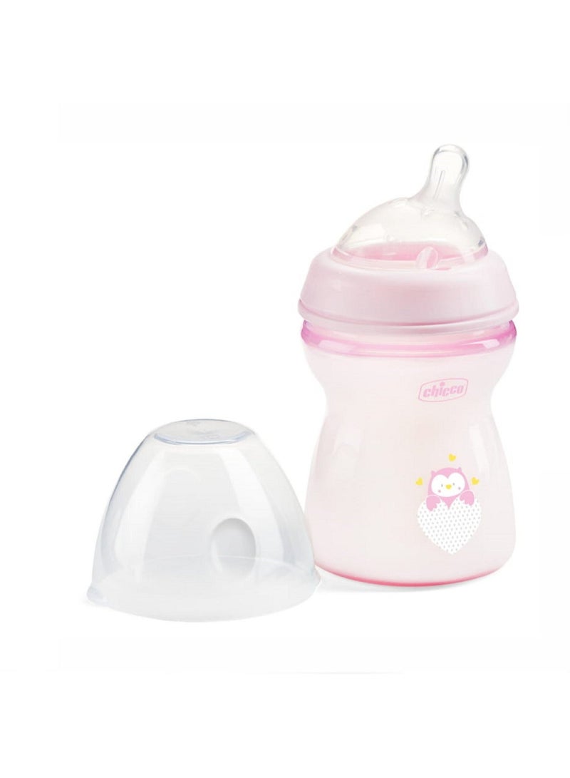 Chicco NaturalFeeling Anti-Colic Baby Bottle 250ml, 2 Months+, Soft Silicone Teat, Medium Flow, Pink - Image 2