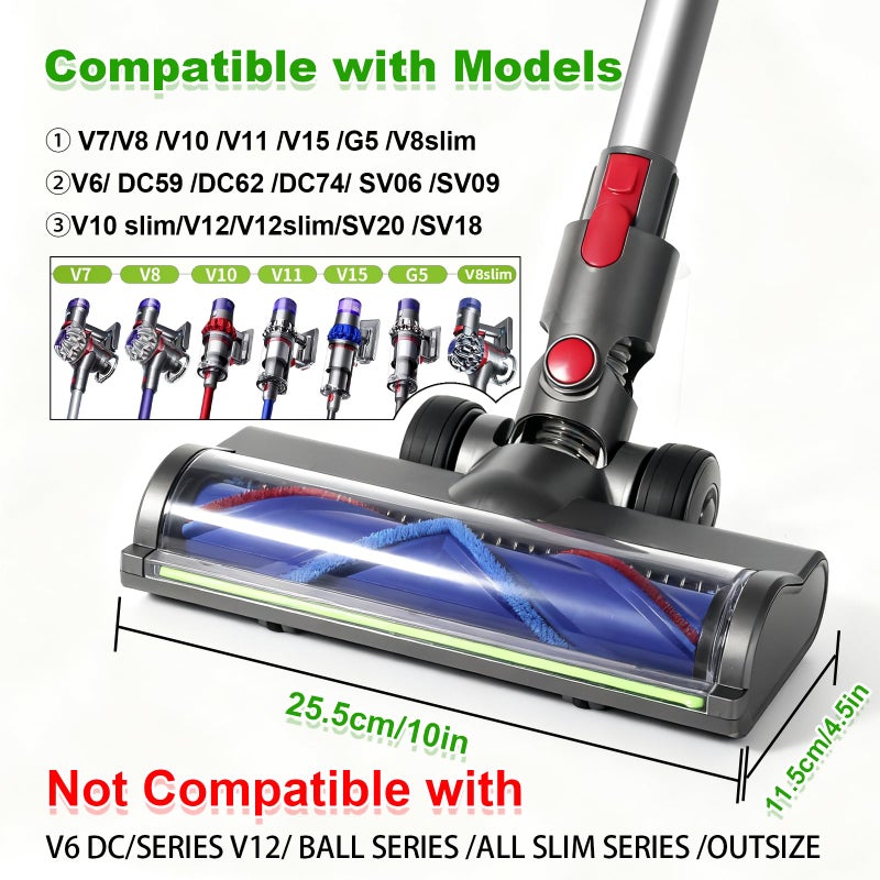 yqlbgprj Upgraded Anti-Tangle Replacement Vacuum Cleaner Head With LED Green Light, Compatible With Dyson V15 V11 V10 V7 G5 V8 Slim Cordless Vacuum Cleaner Vacuum Head Replacement Quick-Release Design - Image 2