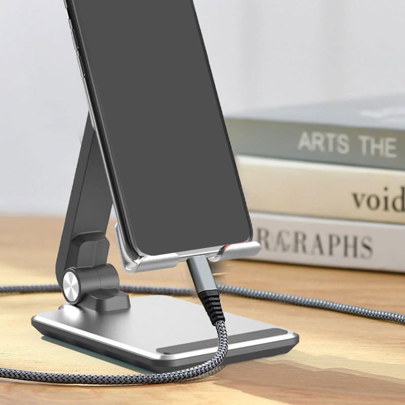 Foldable Aluminum Alloy Phone Bracket and Tablet Stand for Desktop Use, Mini Portable Video Holder for Live Streaming and Office, Silver - Image 3