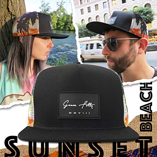 Grace Folly Trucker Hat for Men & Women. Snapback Mesh Caps (US, Alpha, One Size, One Size, Sunset Beach) - Image 4