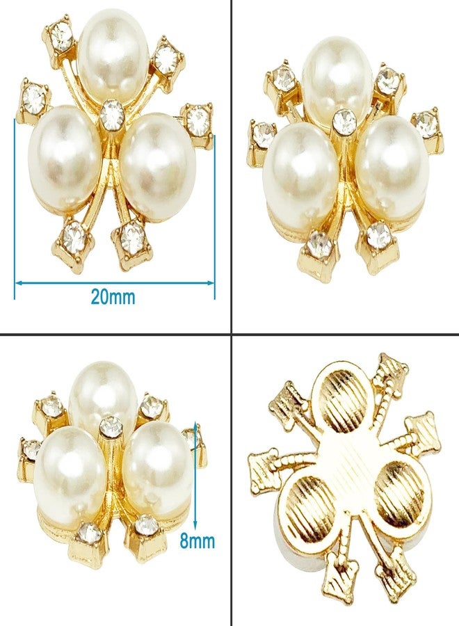 BETITETO 50Pcs Pearl Rhinestone Charms Buttons Embellishments Bulk Flatback for Shoe Decoration Jewelry Making Clothes Brooch Headbands and Wedding Flower Bouquet Crafts DIY (#1 Gold Alloy) - Image 5