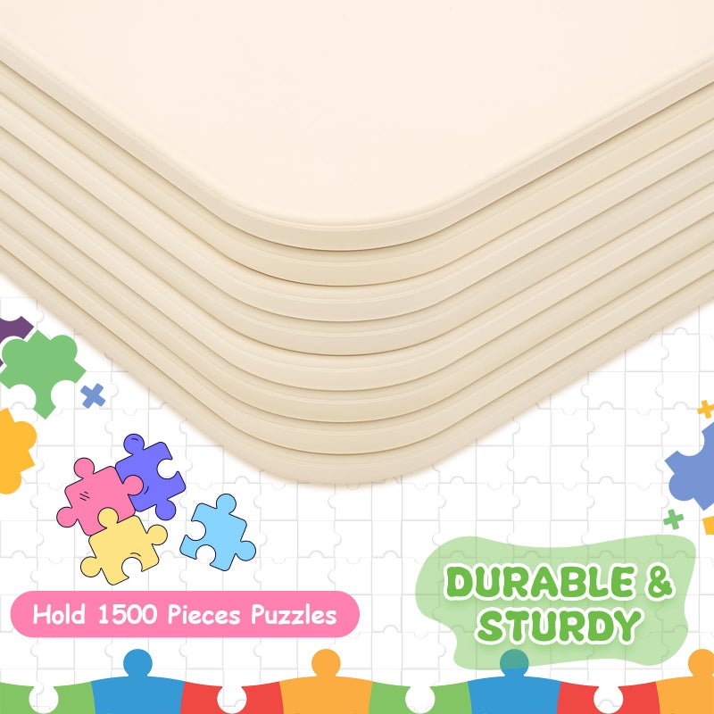 LOYIM 8 Pcs 15'' x 10.5' Extra Large Puzzle Sorting Trays Stackable Puzzle Trays for Sorting Piece Sorter Jigsaw Storage Accessory for 2000/3000/5000/6000 Pieces(Beige) - Image 3