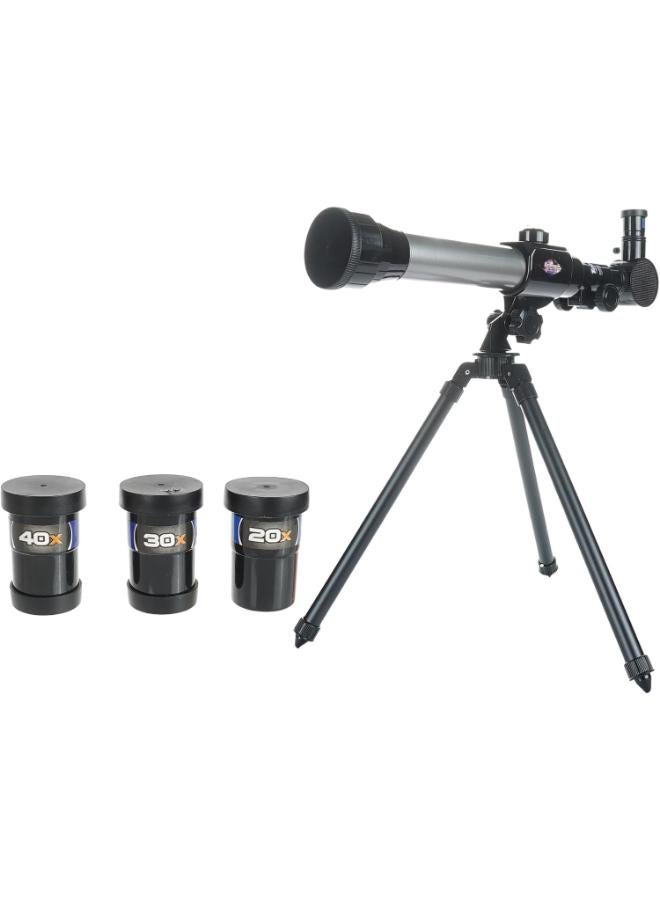 تلسكوب فلكي مع حامل ثلاثي، عدسات تكبير 20x 30x 40x – أسود - Image 1