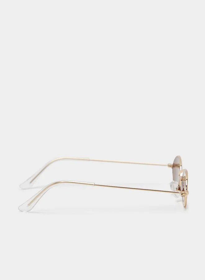 Styli Oval Sunglasses with Thin Metal Frame