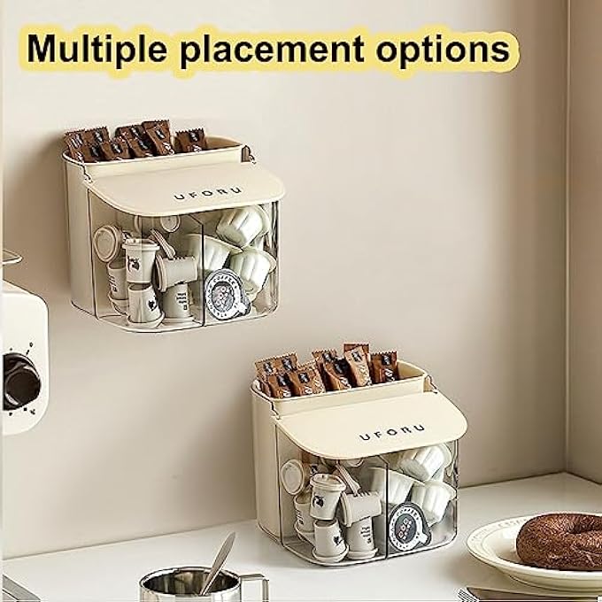 Hosoncovy Tea Bag Coffee Capsule Sugar Storage Holder Tea Box Containers Tea Packet Rack Teabag Shelf Tea Station Stand For Cabinet Countertop White - Image 5