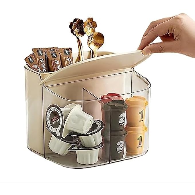 Hosoncovy Tea Bag Coffee Capsule Sugar Storage Holder Tea Box Containers Tea Packet Rack Teabag Shelf Tea Station Stand For Cabinet Countertop White - Image 2