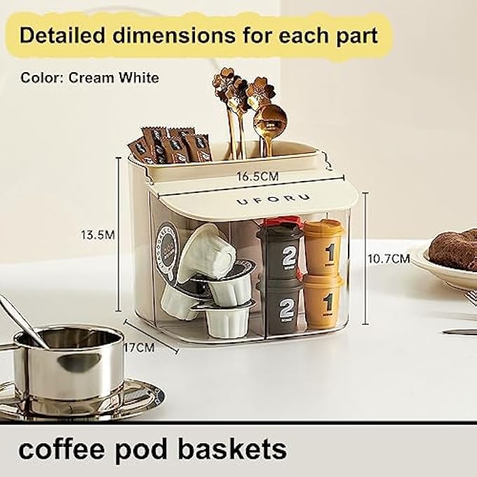 Hosoncovy Tea Bag Coffee Capsule Sugar Storage Holder Tea Box Containers Tea Packet Rack Teabag Shelf Tea Station Stand For Cabinet Countertop White - Image 4