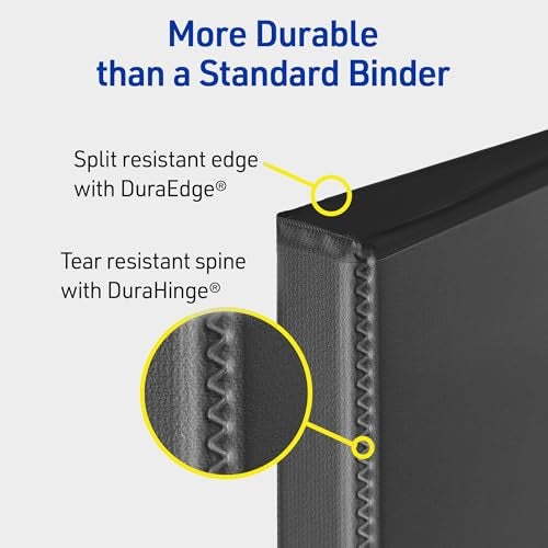 Avery Heavy-Duty 5 Inch Binders 3 Ring, View Binder, 5 Inch EZD Ring, Black, Sturdy (79606) - Image 2