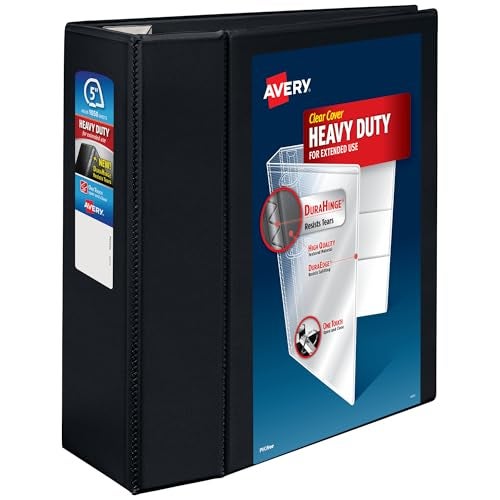 Avery Heavy-Duty 5 Inch Binders 3 Ring, View Binder, 5 Inch EZD Ring, Black, Sturdy (79606) - Image 1