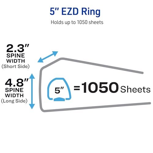 Avery Heavy-Duty 5 Inch Binders 3 Ring, View Binder, 5 Inch EZD Ring, Black, Sturdy (79606) - Image 4