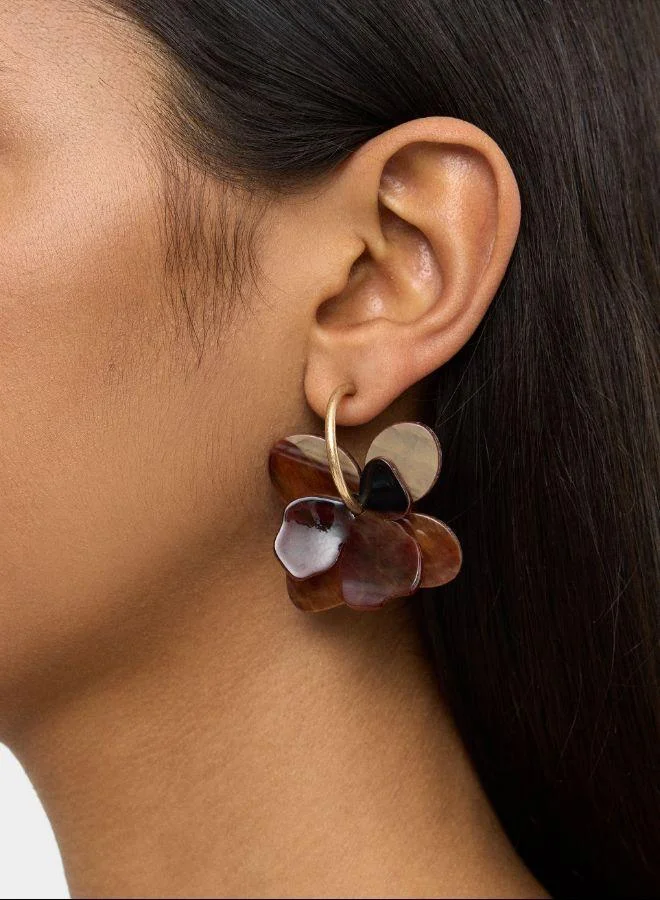 بارفوا أقراط ماكسي هوب مع تأثير مزدوج من الزهور والحجر